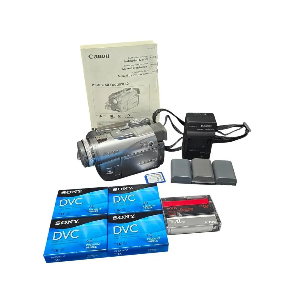 Canon Optura 40 Digital Video Camcorder Lot - 5x Sony MiniDV Tapes + Extras